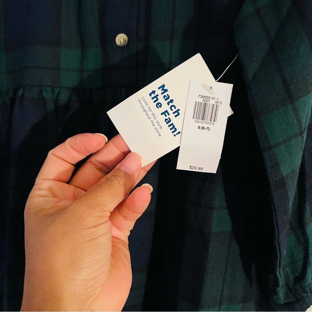 Girls Old Navy Dress in Navy and Green Plaid - Picture 5 of 5